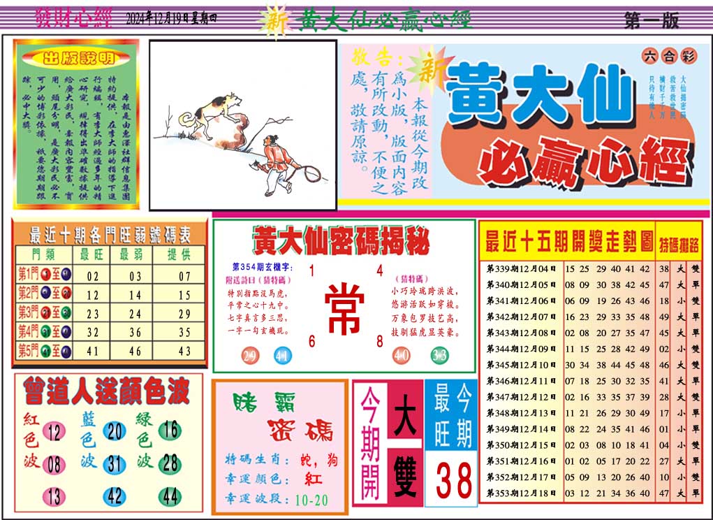 2024354期黄大仙必赢心经A