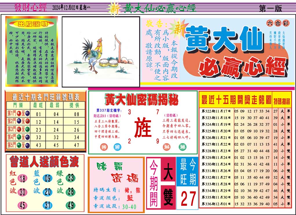 2024337期黄大仙必赢心经A