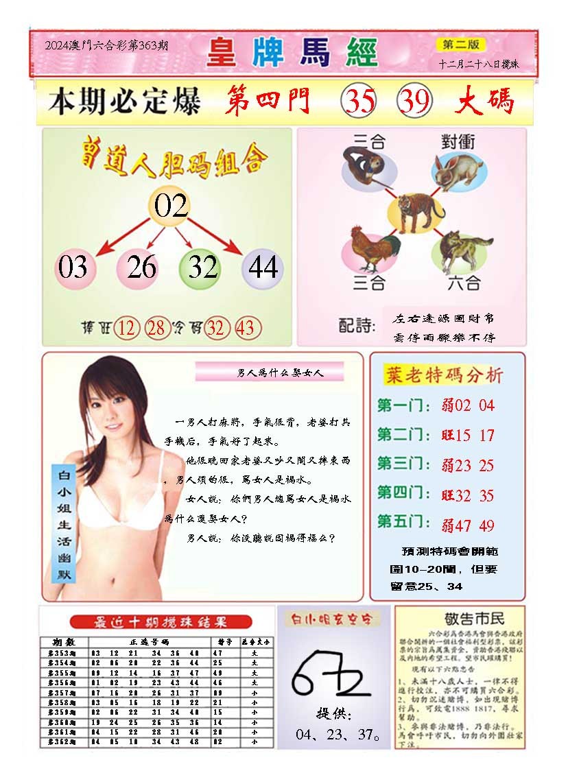 2024363期皇版马经B