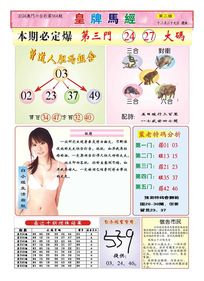 2024364期皇版马经B
