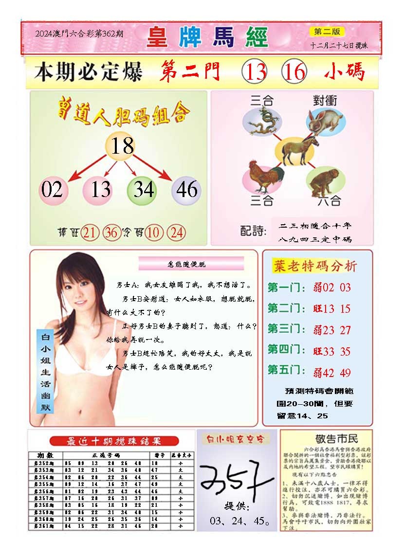 2024362期皇版马经B