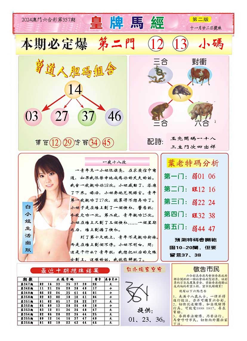 2024357期皇版马经B