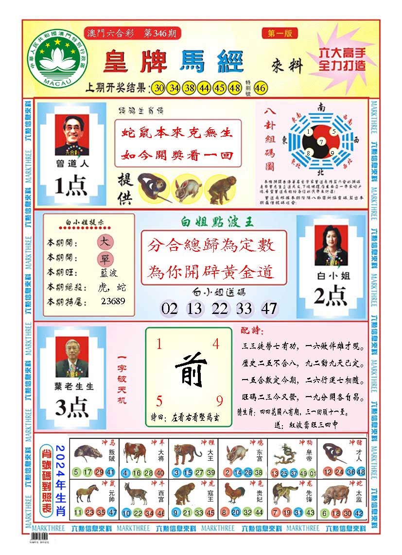 2024346期皇版马经A
