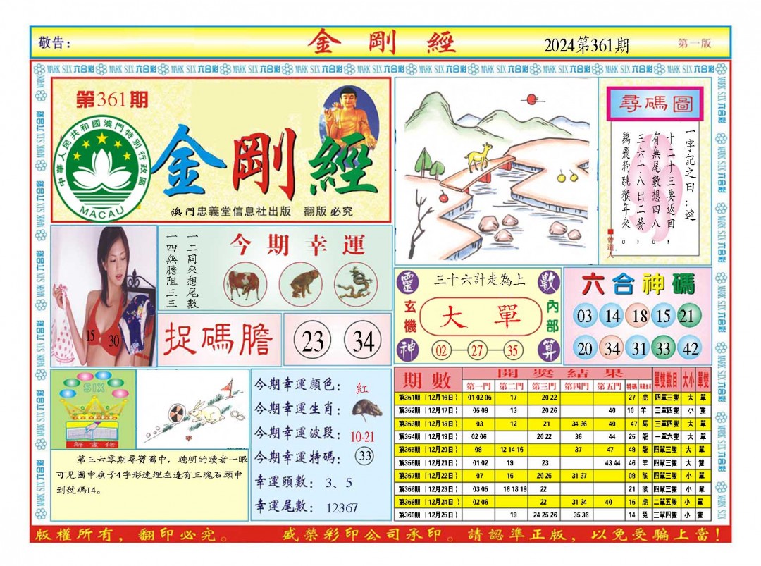 2024361期金刚经A
