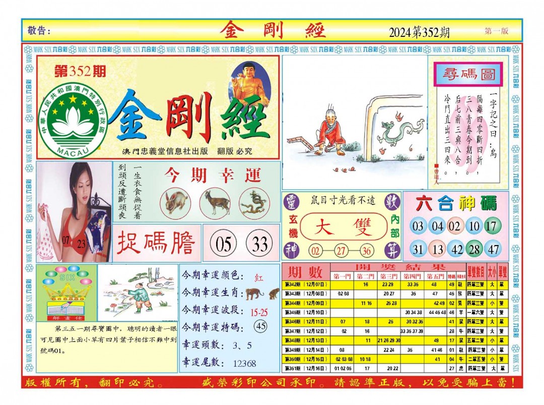 2024352期金刚经A