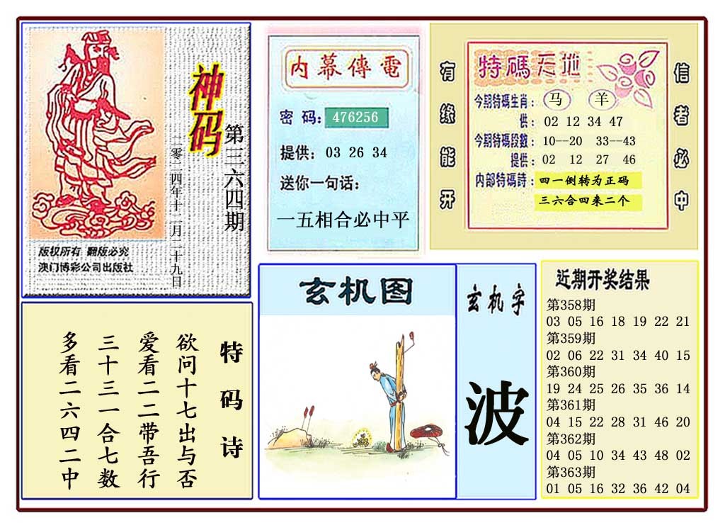 2024364期黄大仙神码