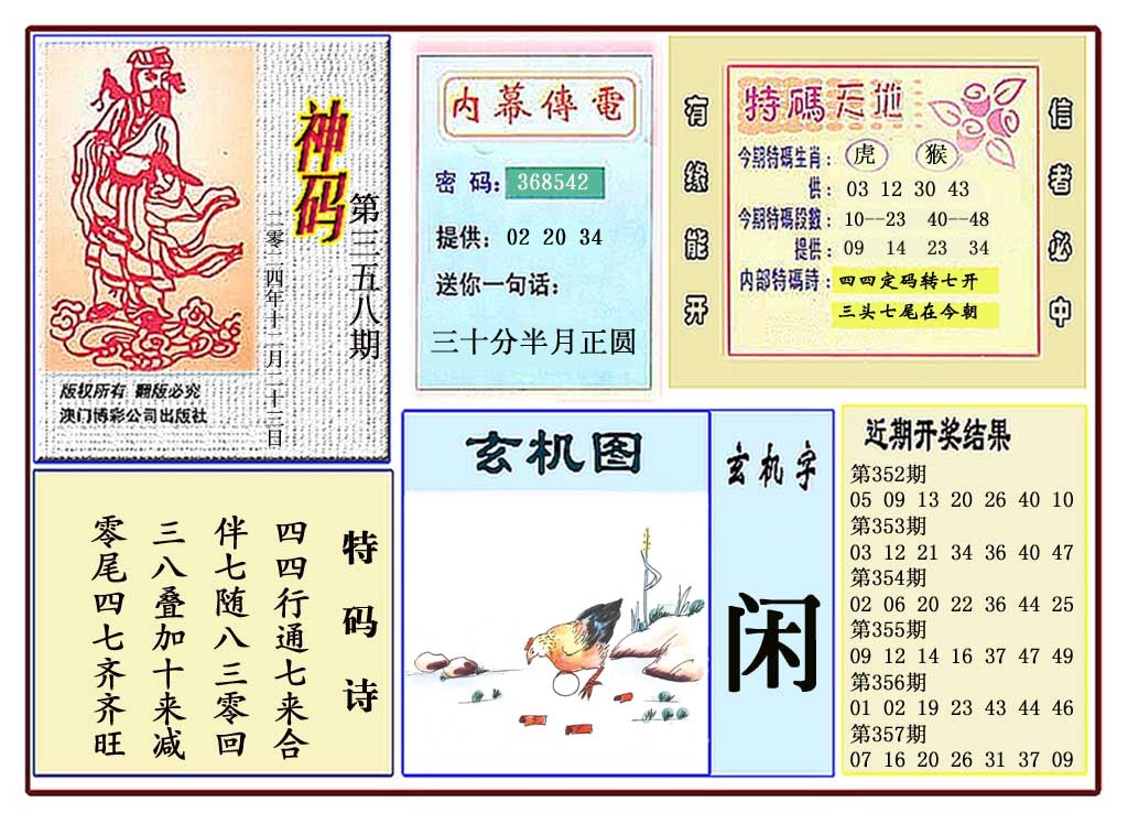 2024358期黄大仙神码