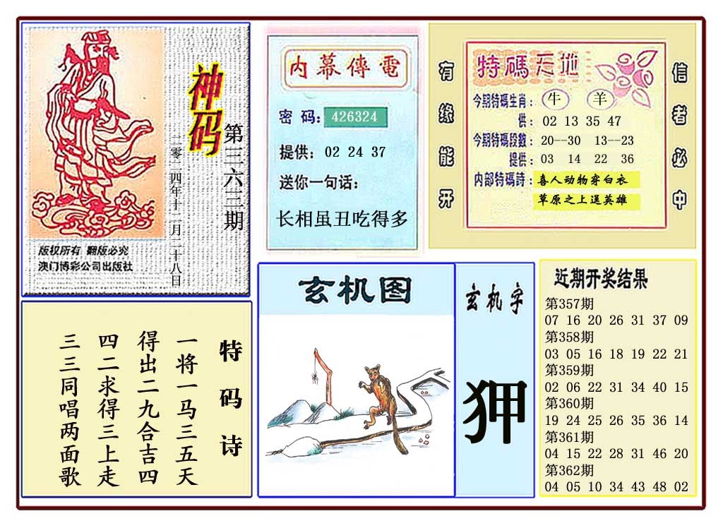 2024363期黄大仙神码