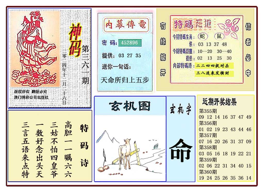2024361期黄大仙神码