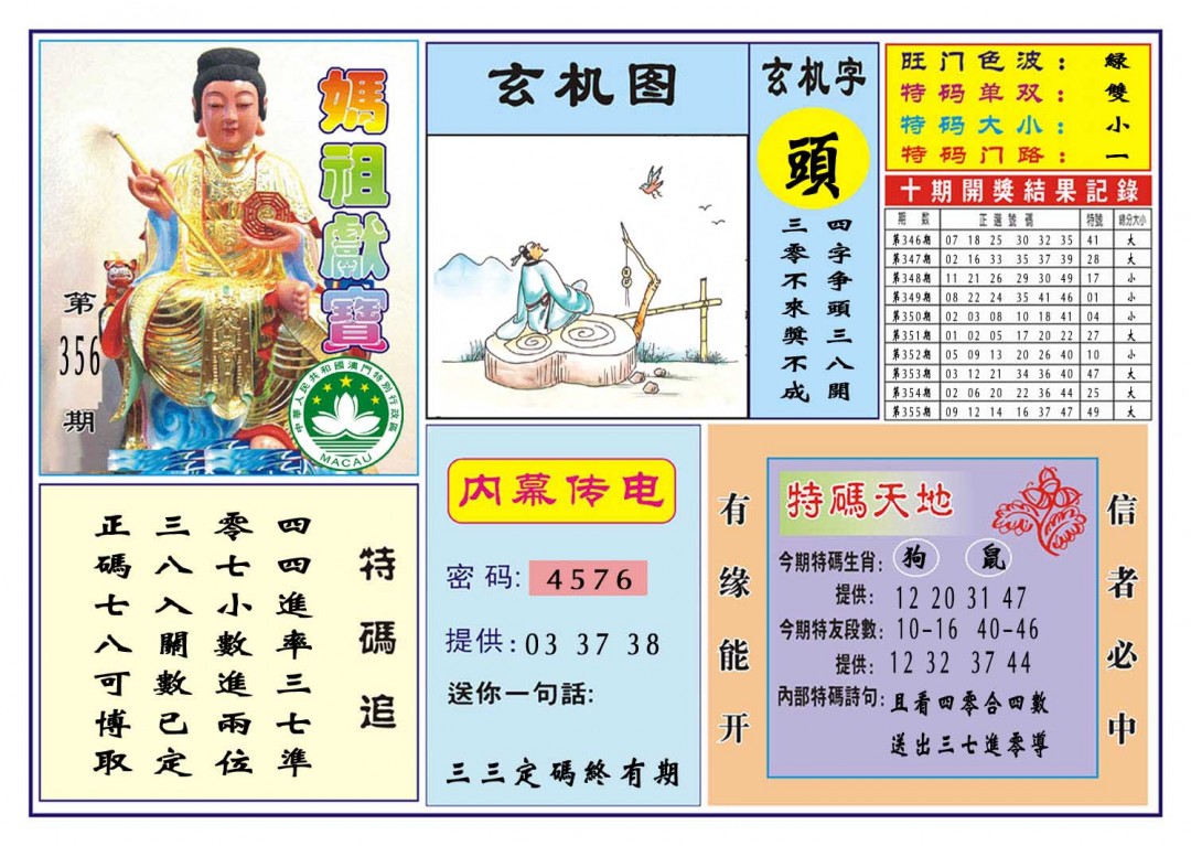 2024356期马祖献宝