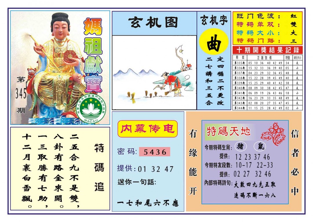 2024345期马祖献宝