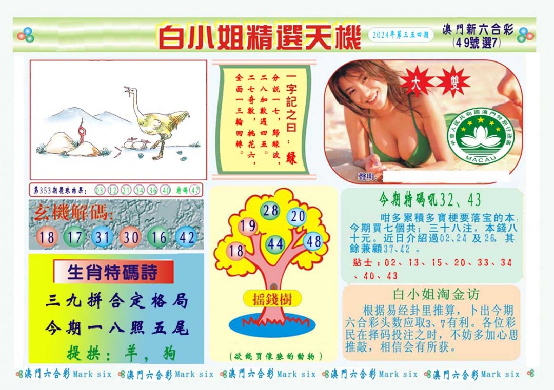 2024354期白小姐精选玄机A