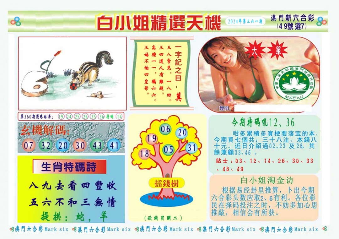 2024361期白小姐精选玄机A