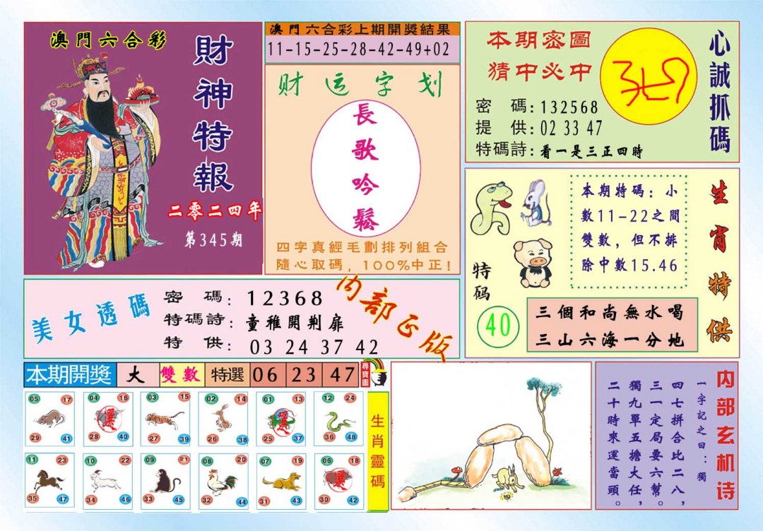 2024345期财神特报