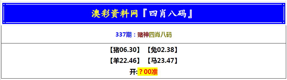 2024337期赌神四肖八码
