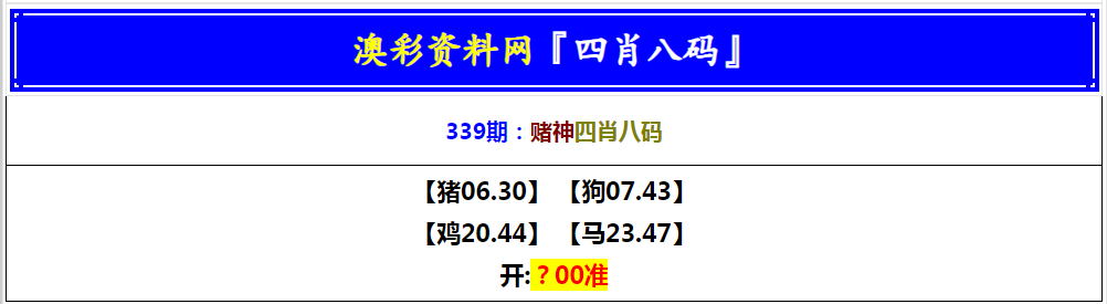 2024339期赌神四肖八码