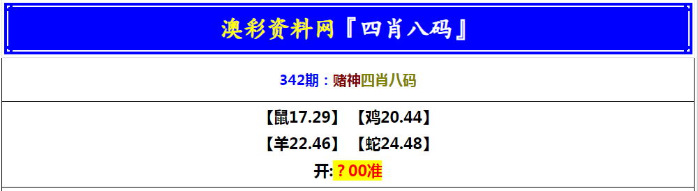 2024342期赌神四肖八码