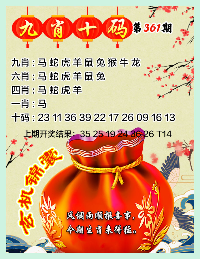 2024361期九肖十码