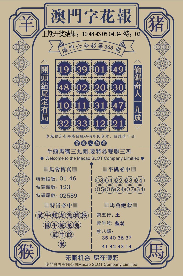 2024363期澳门字花报