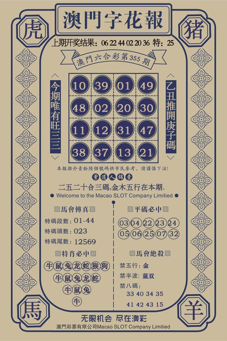 2024355期澳门字花报