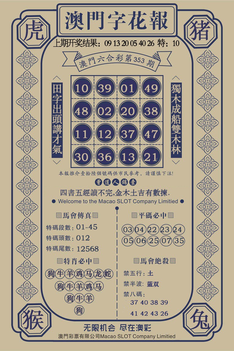 2024353期澳门字花报