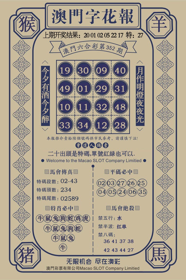 2024352期澳门字花报