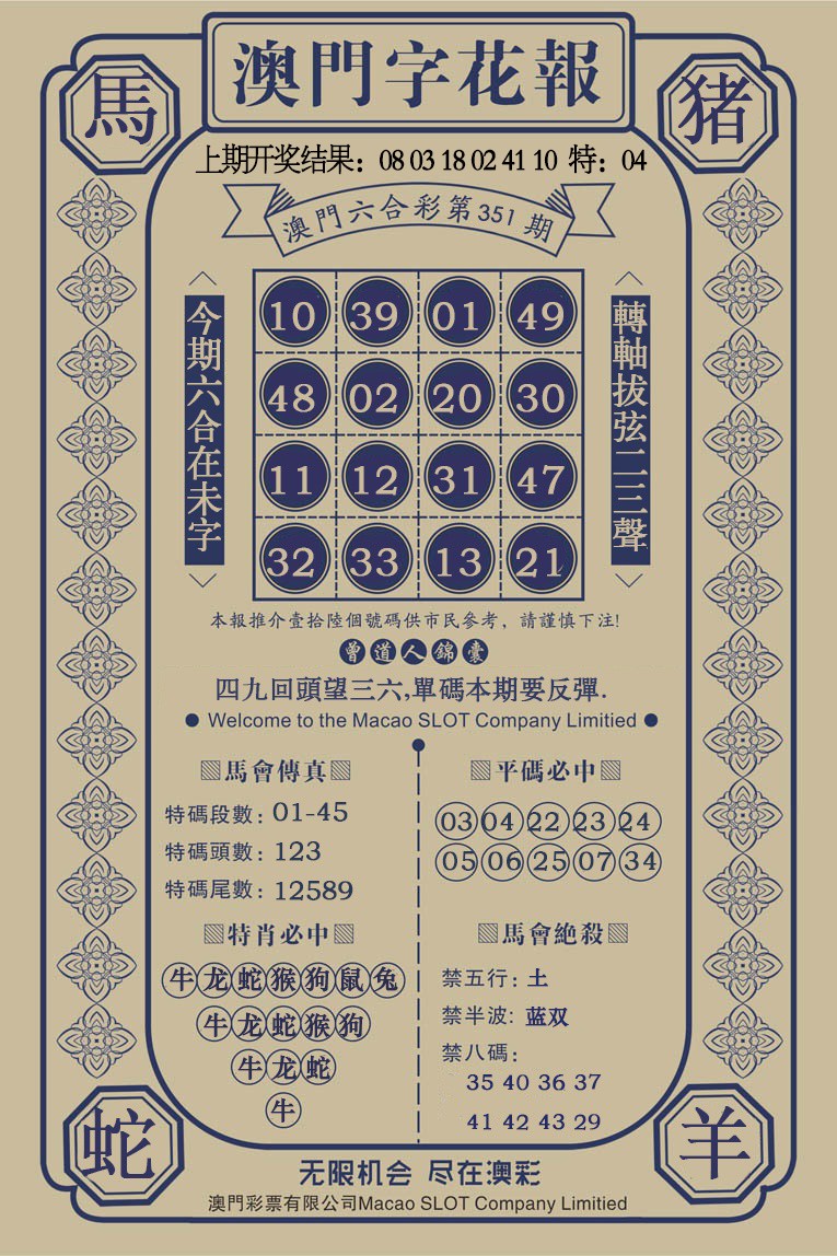 2024351期澳门字花报