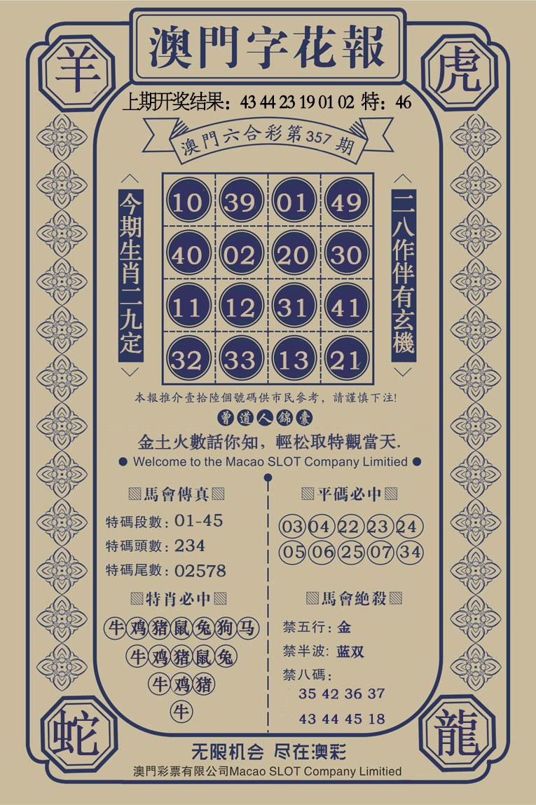 2024357期澳门字花报