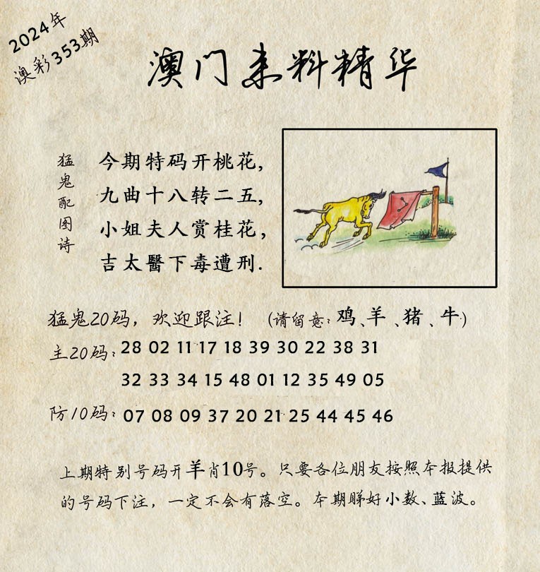2024353期澳门来料精华