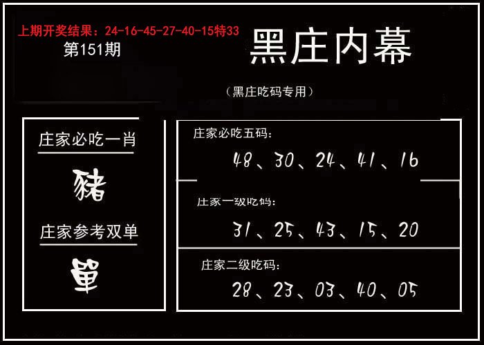2024151期黑庄内幕