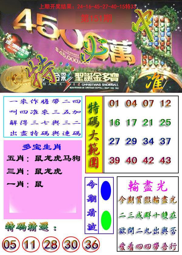 2024151期特必中