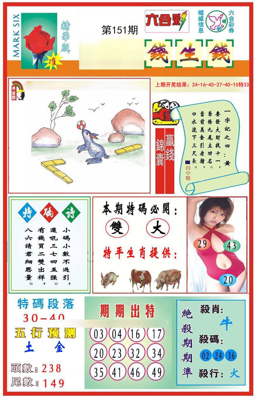 2024151期九龍钱生钱(推荐)