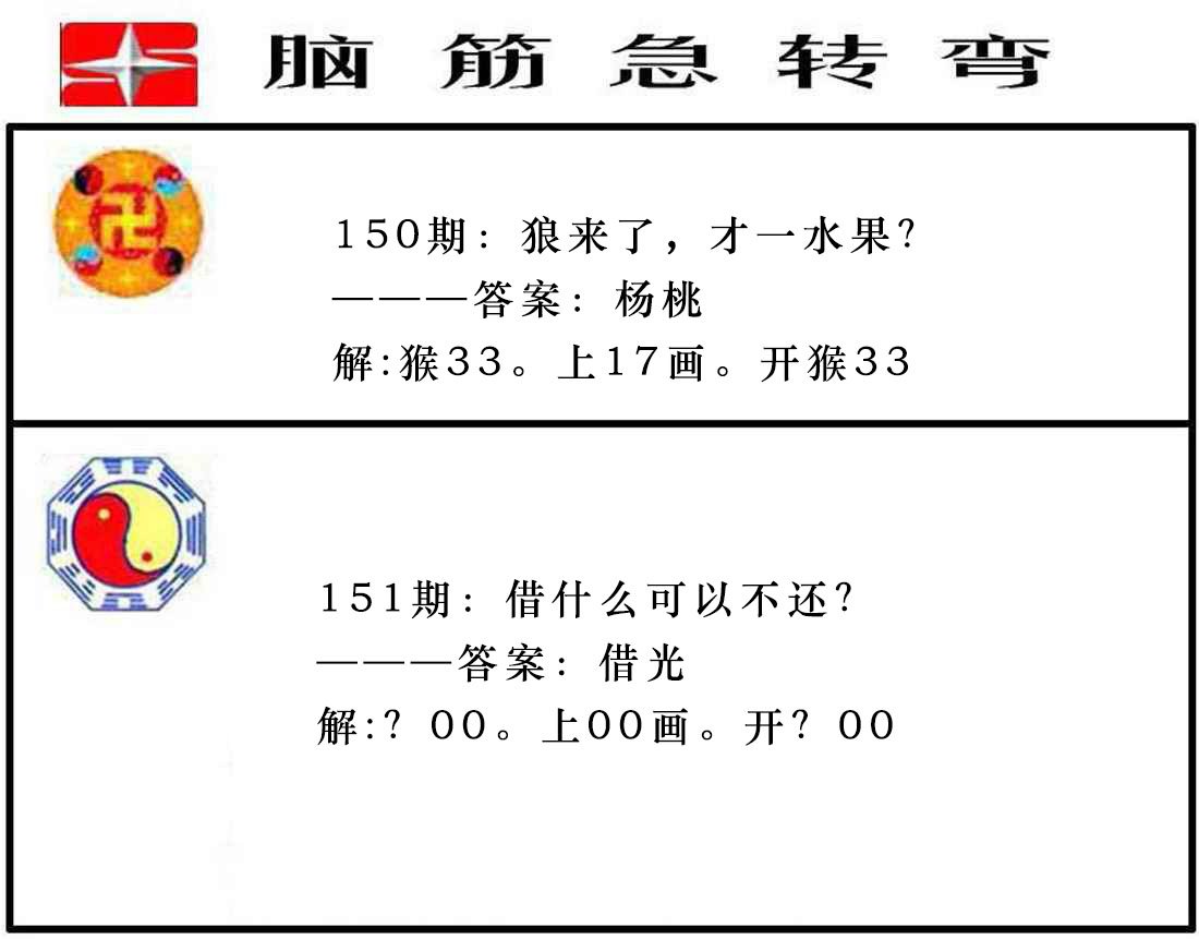 2024151期脑筋急转弯