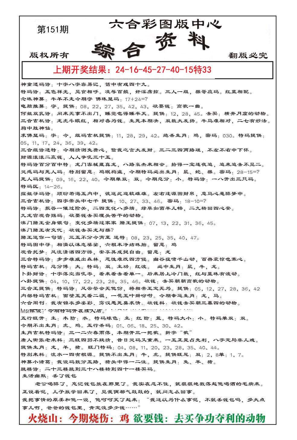 2024151期内部综合资料