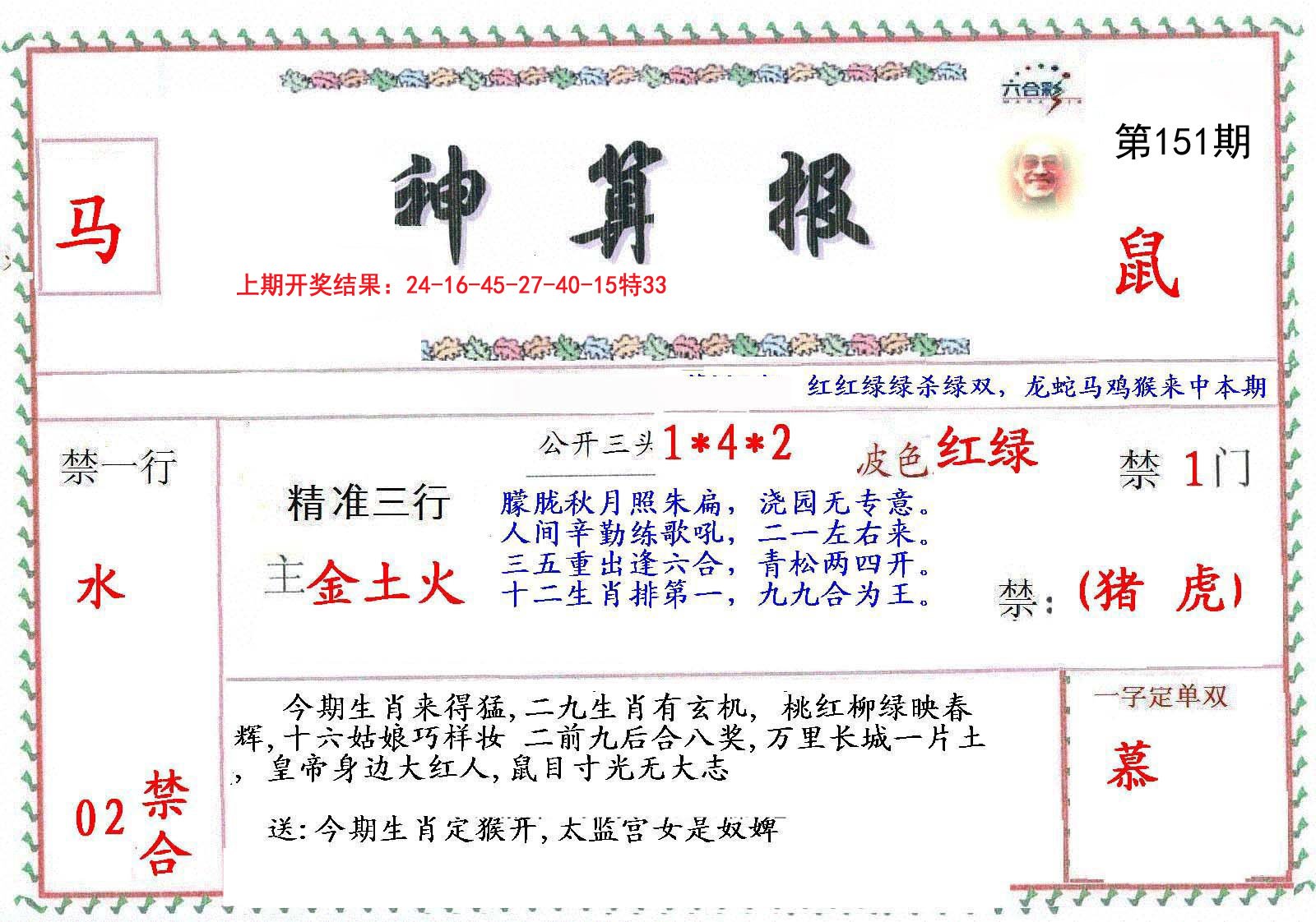 2024151期神算報