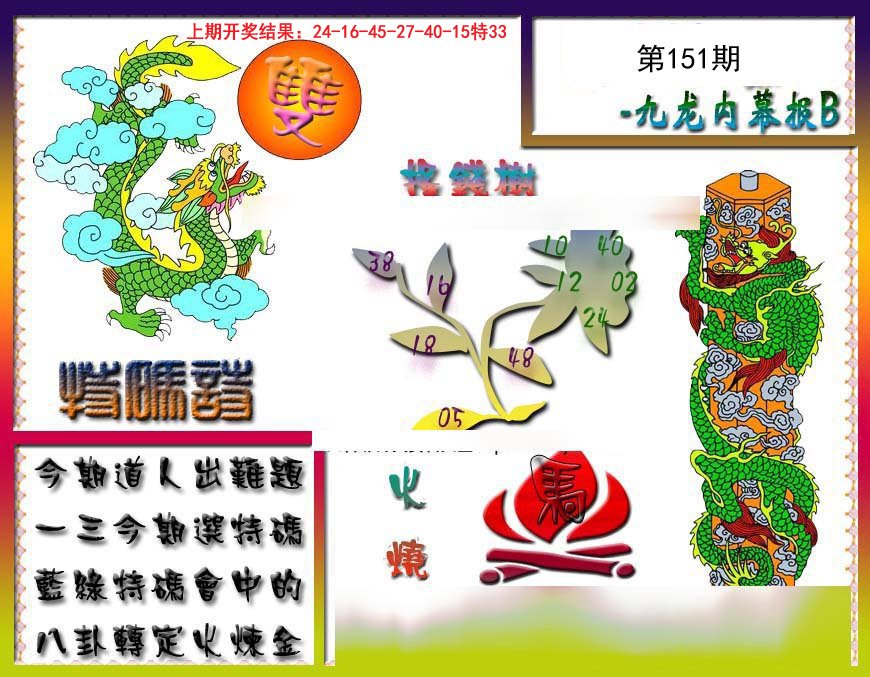 2024151期九龙内幕特肖图a