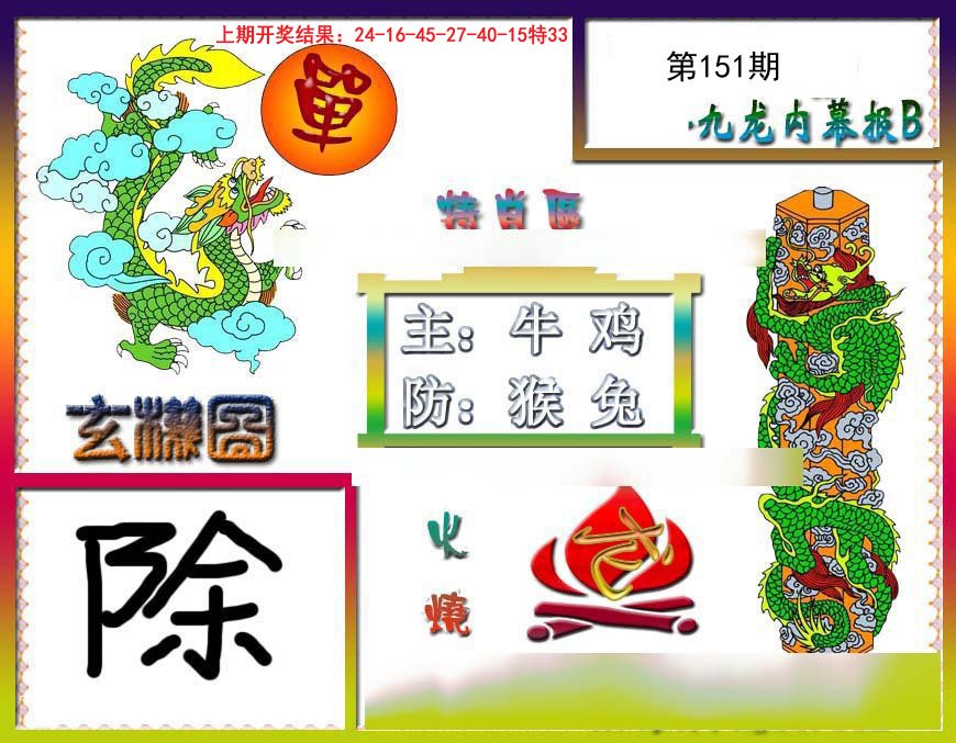 2024151期九龙内幕特肖图B