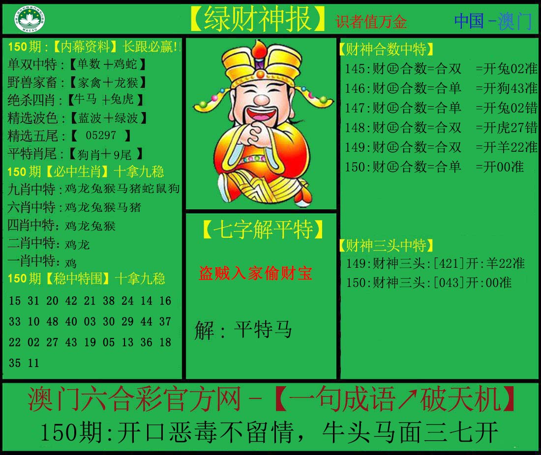 2024150期绿财神