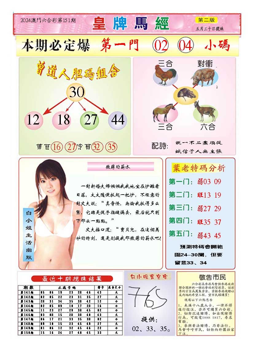 2024151期皇版马经B
