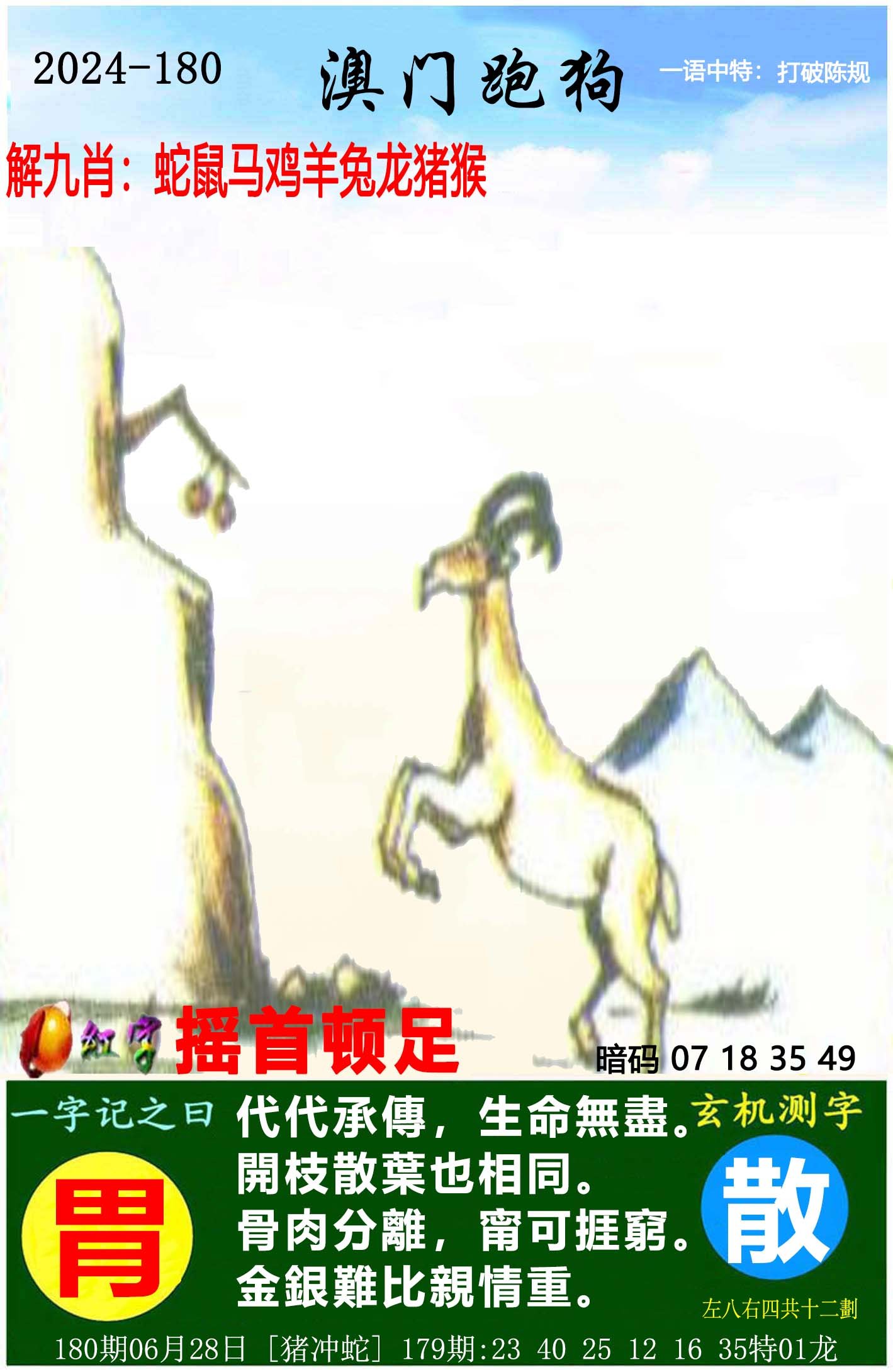 2024180期澳门跑狗图