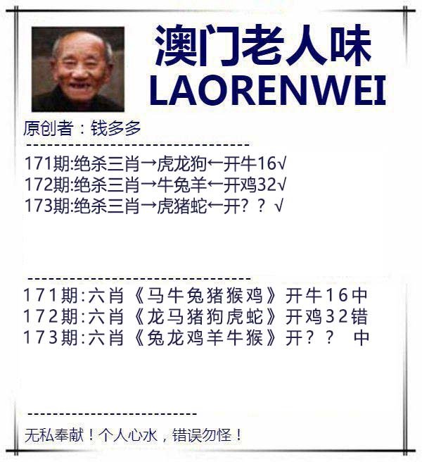 2024173期澳门老人味