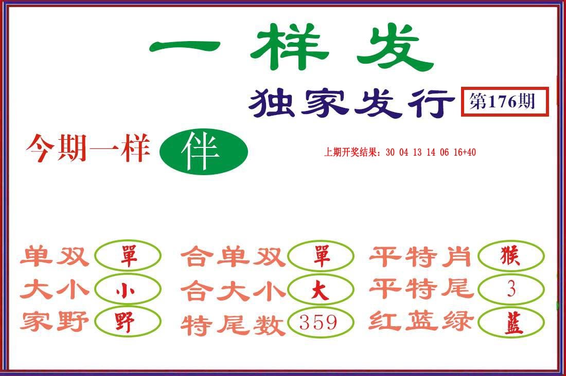 2024176期一样发