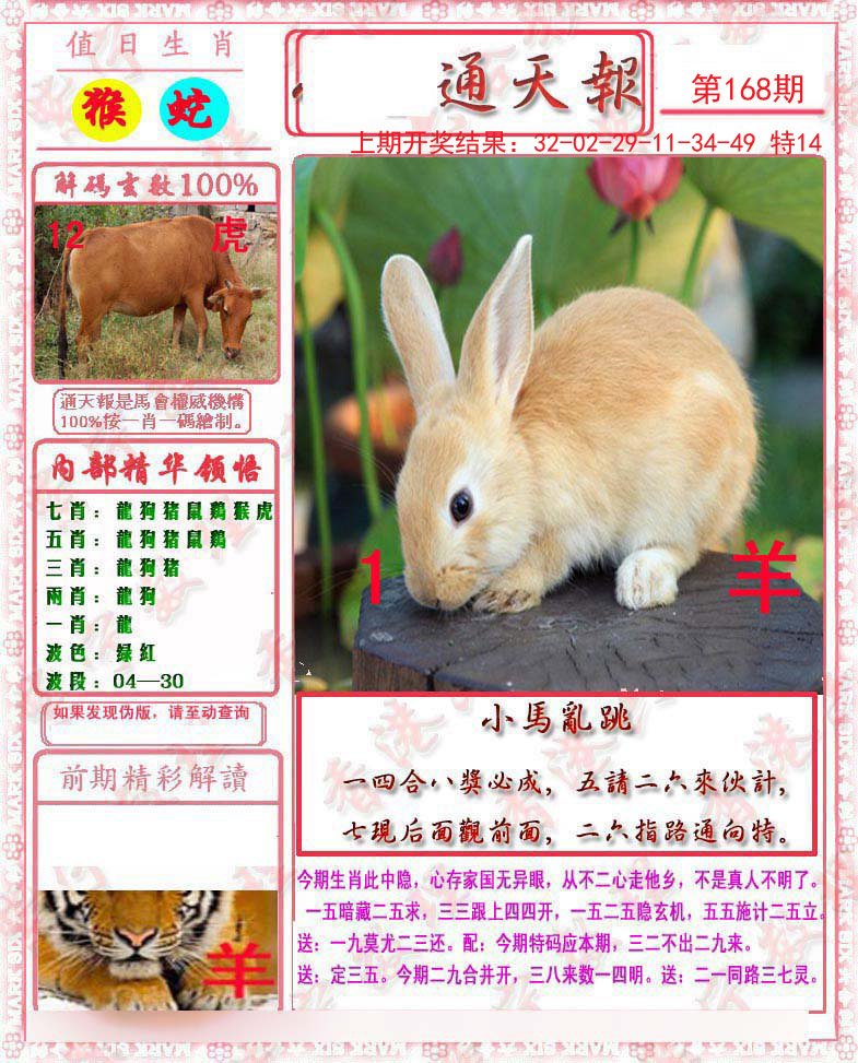 2024168期马经通天报