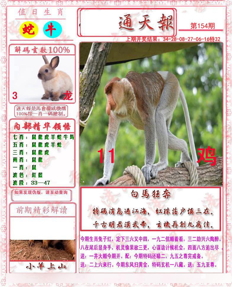 2024154期马经通天报