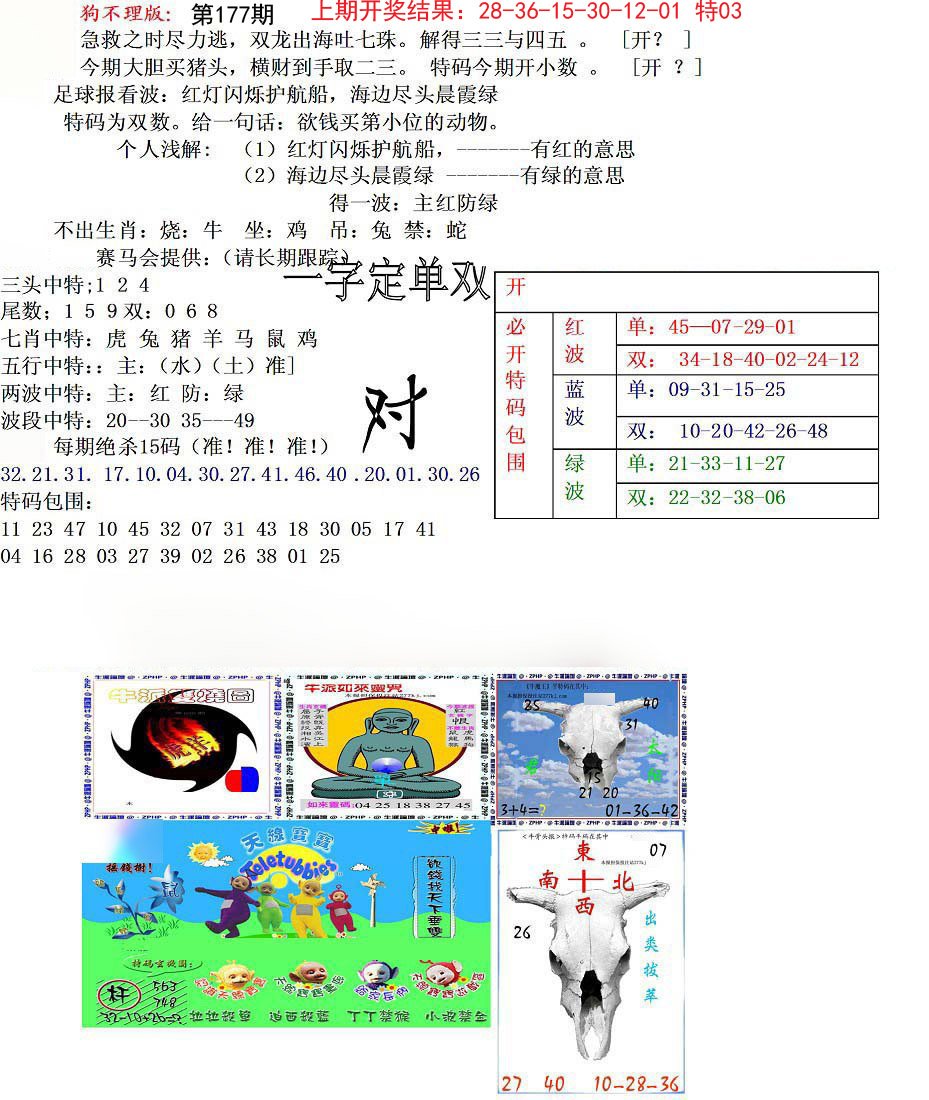 2024177期狗不理特码报
