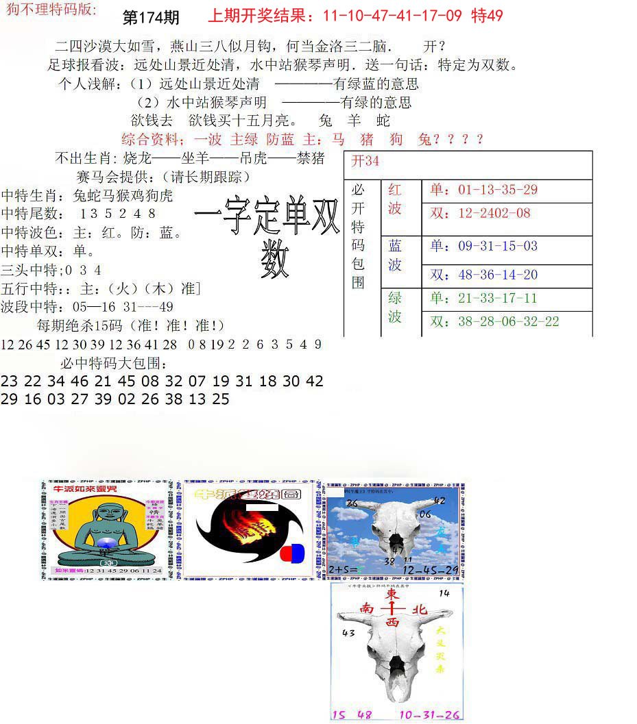 2024174期狗不理特码报