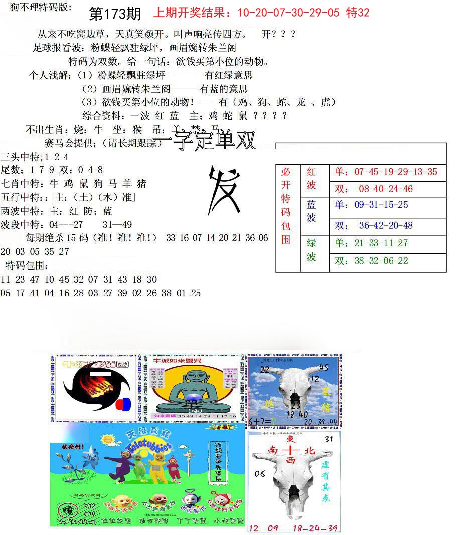 2024173期狗不理特码报