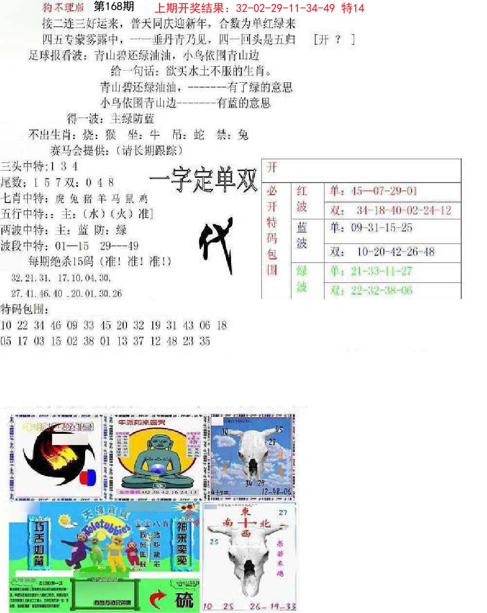 2024168期狗不理特码报