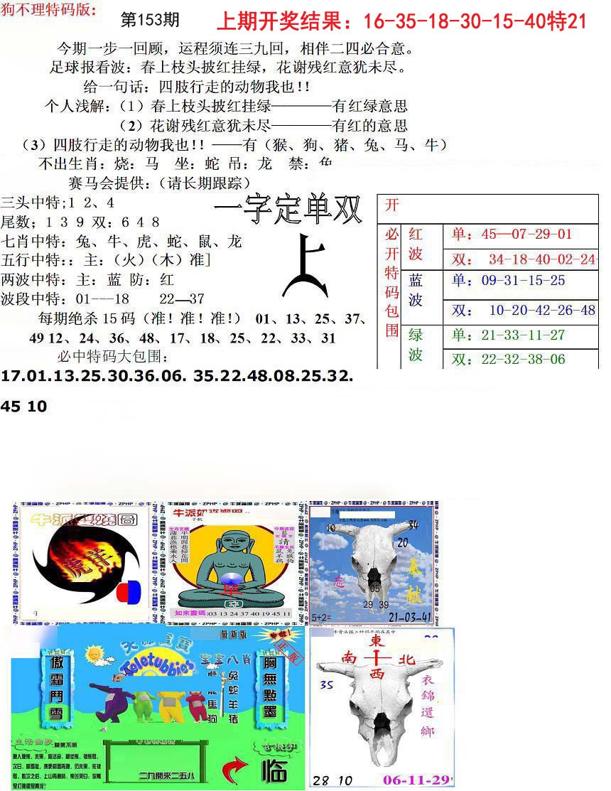 2024153期狗不理特码报