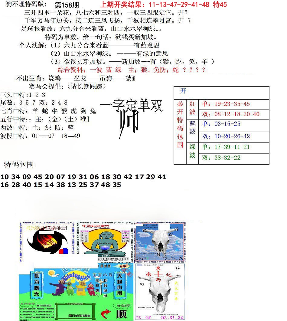 2024158期狗不理特码报